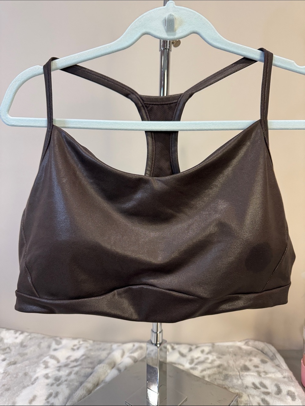 Athleta Chocolate Brown Racerback Sports Bra, size XL